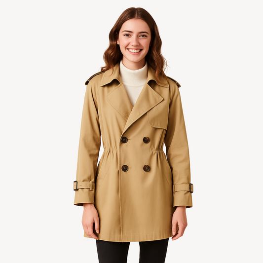 Women’s Double-Breasted Trench Coat – Tailored Classic Style
